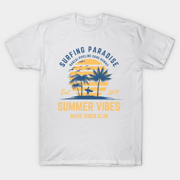 Retro Surfer Summer Vibes Oahu Hawaii T-Shirt by Tip Top Tee's